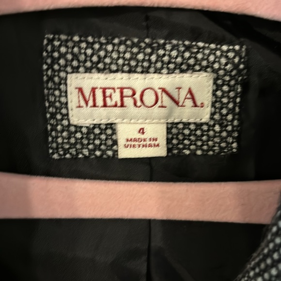 New Without Tags Herringbone Blazer Jacket Sz 4 Front Pockets Contrast Sleeves - Picture 8 of 13